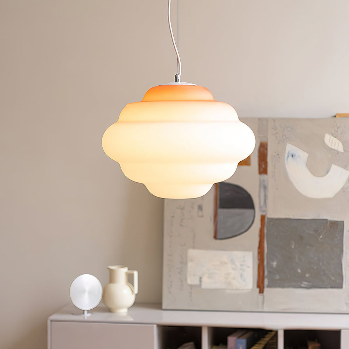 Eurvenara Premium Noordse kunst hanglamp met wolkig glas