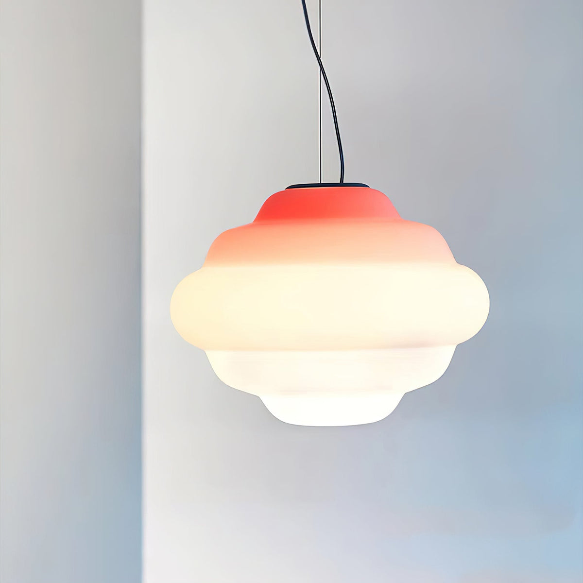 Eurvenara Premium Noordse kunst hanglamp met wolkig glas