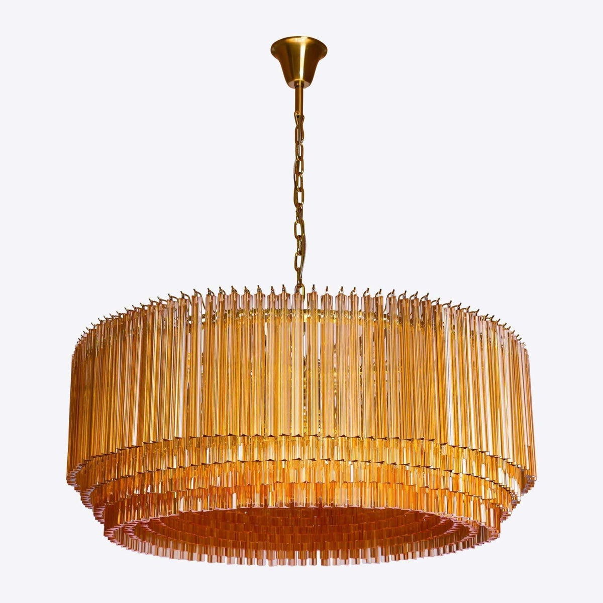 Maren Kroonluchter Tromvormig Amberkleurig glas