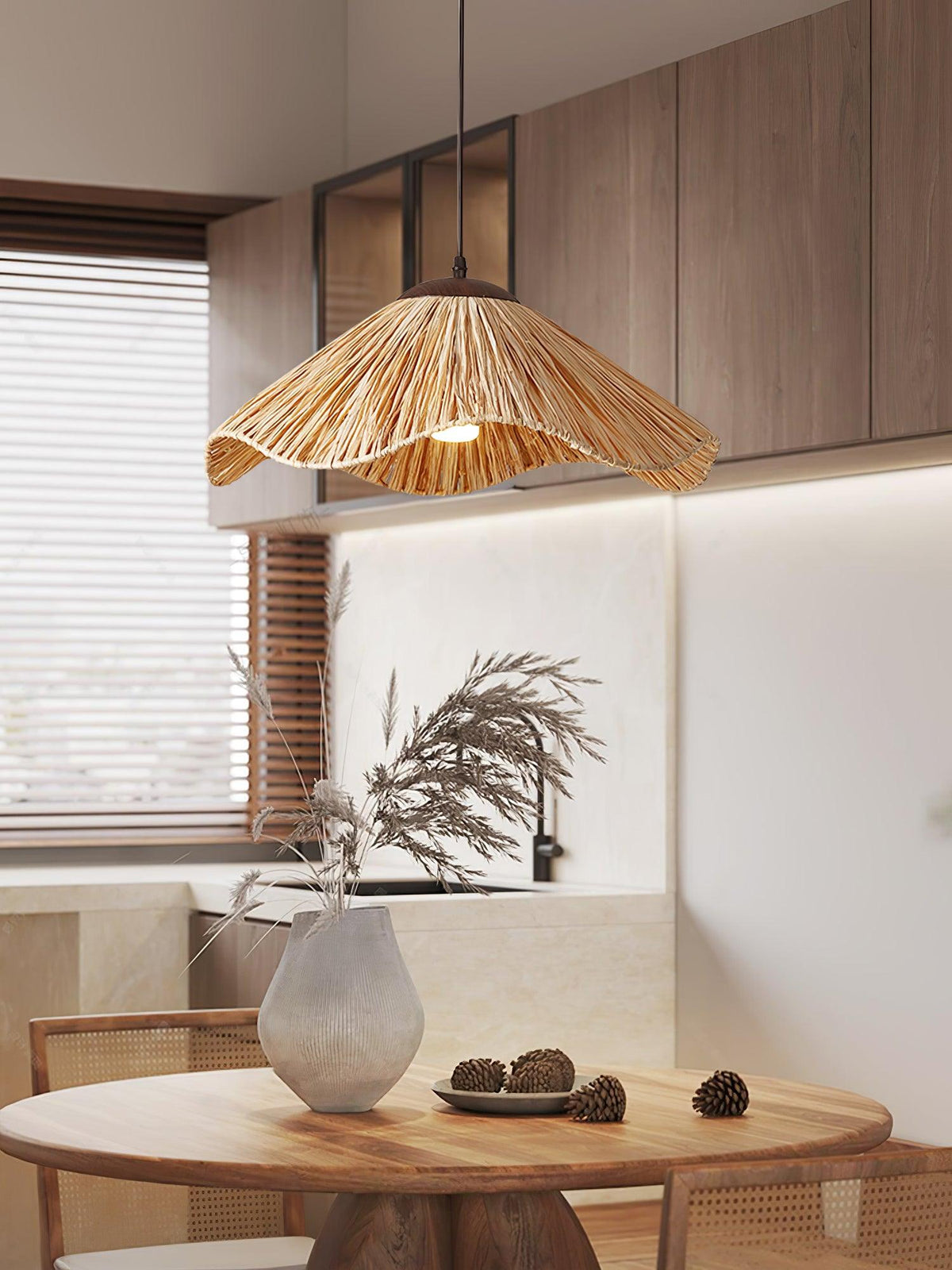 Falinor hanglamp met natuurlijk riet in bohemian stijl