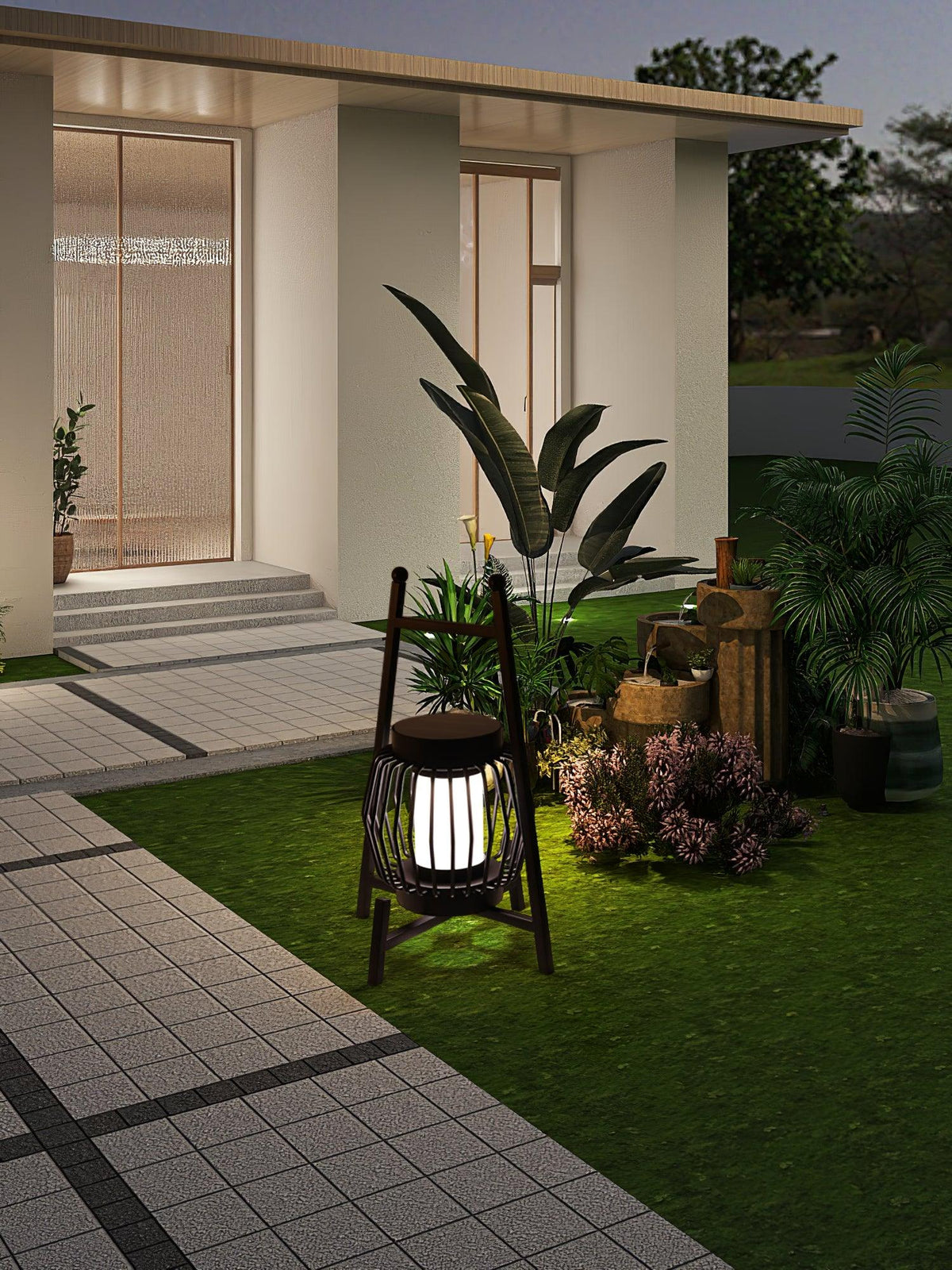 Vithair Oriental vloerlamp van hout voor buiten