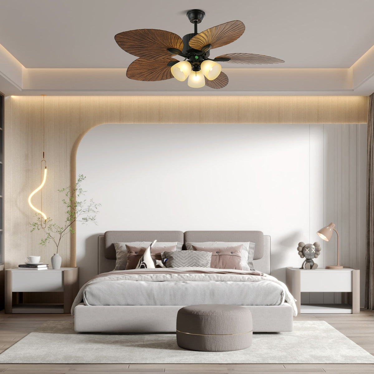 Virel Tropical hout plafondventilator met verlichting