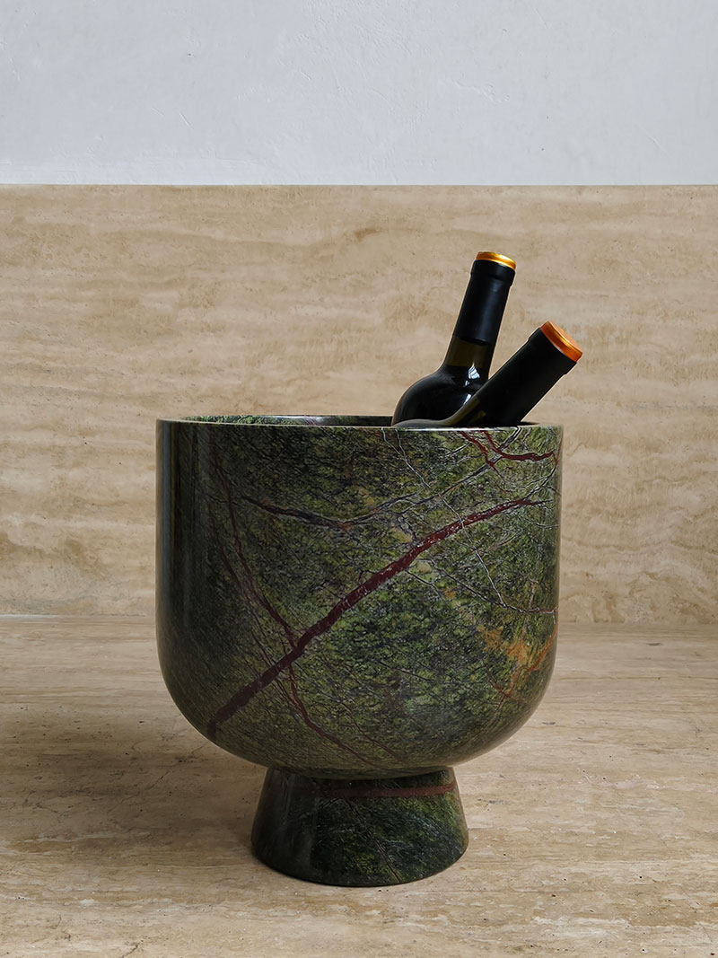 Flima elegante sculpturale decoratieve interieurbak van groen marmer