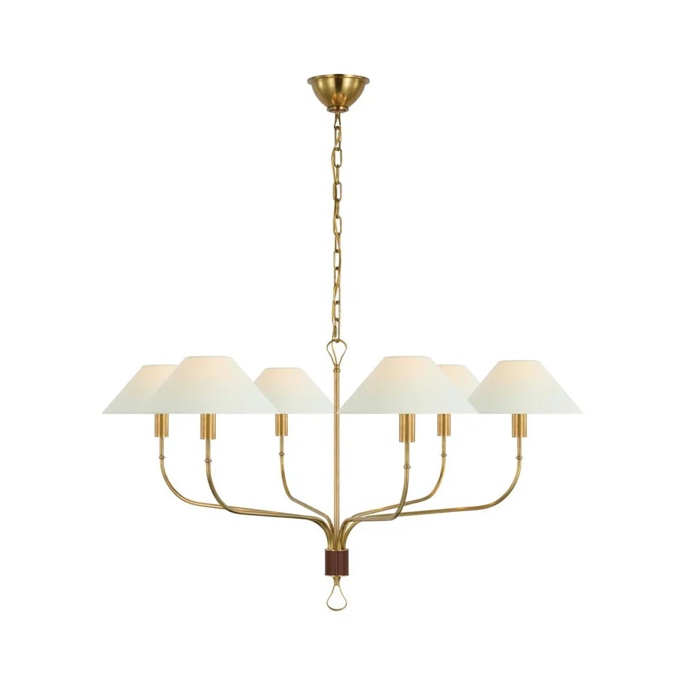 Alessio Vintage Luxe Messing Stof Kroonluchter Lampenkap Woonkamer Eetkamer