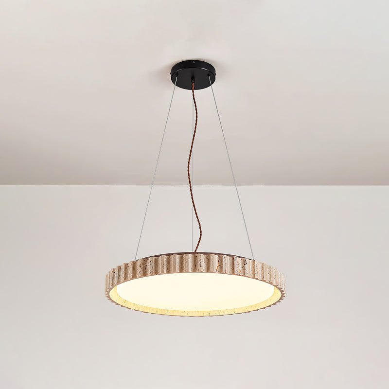 Elvenis ronde hanglamp van geel travertin