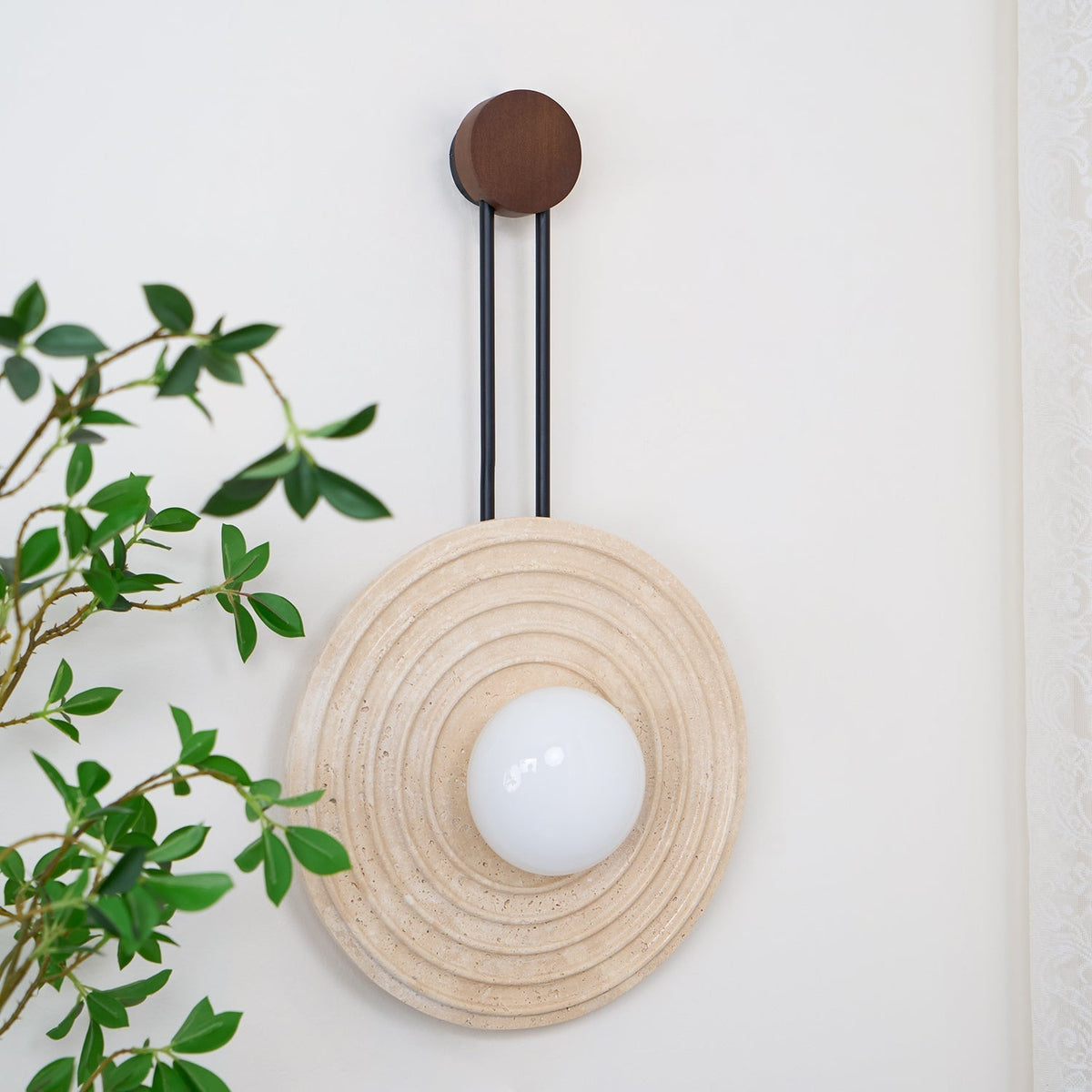 Isoror Spiral-Ring travertin wandlamp
