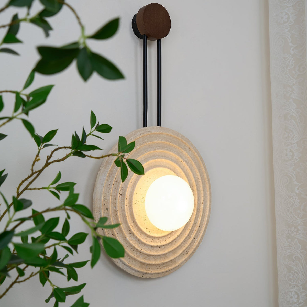 Isoror Spiral-Ring travertin wandlamp
