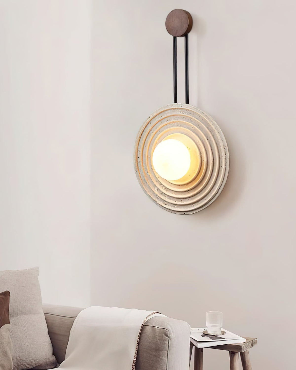 Isoror Spiral-Ring travertin wandlamp