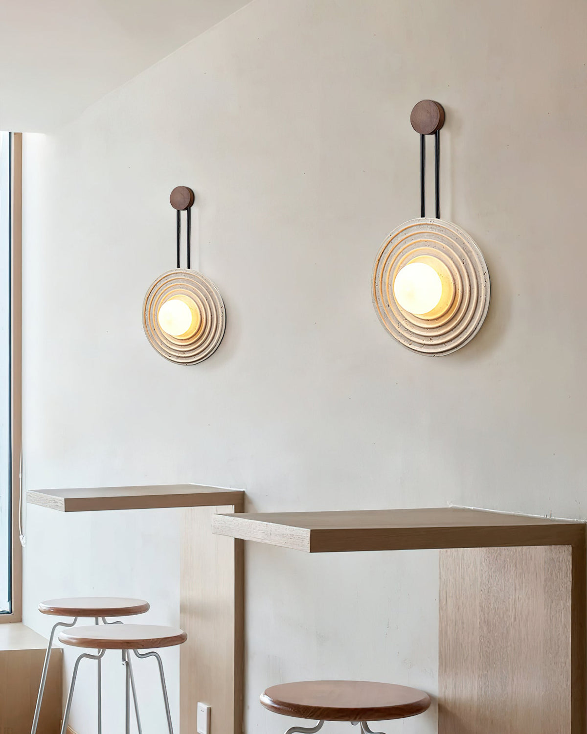 Isoror Spiral-Ring travertin wandlamp
