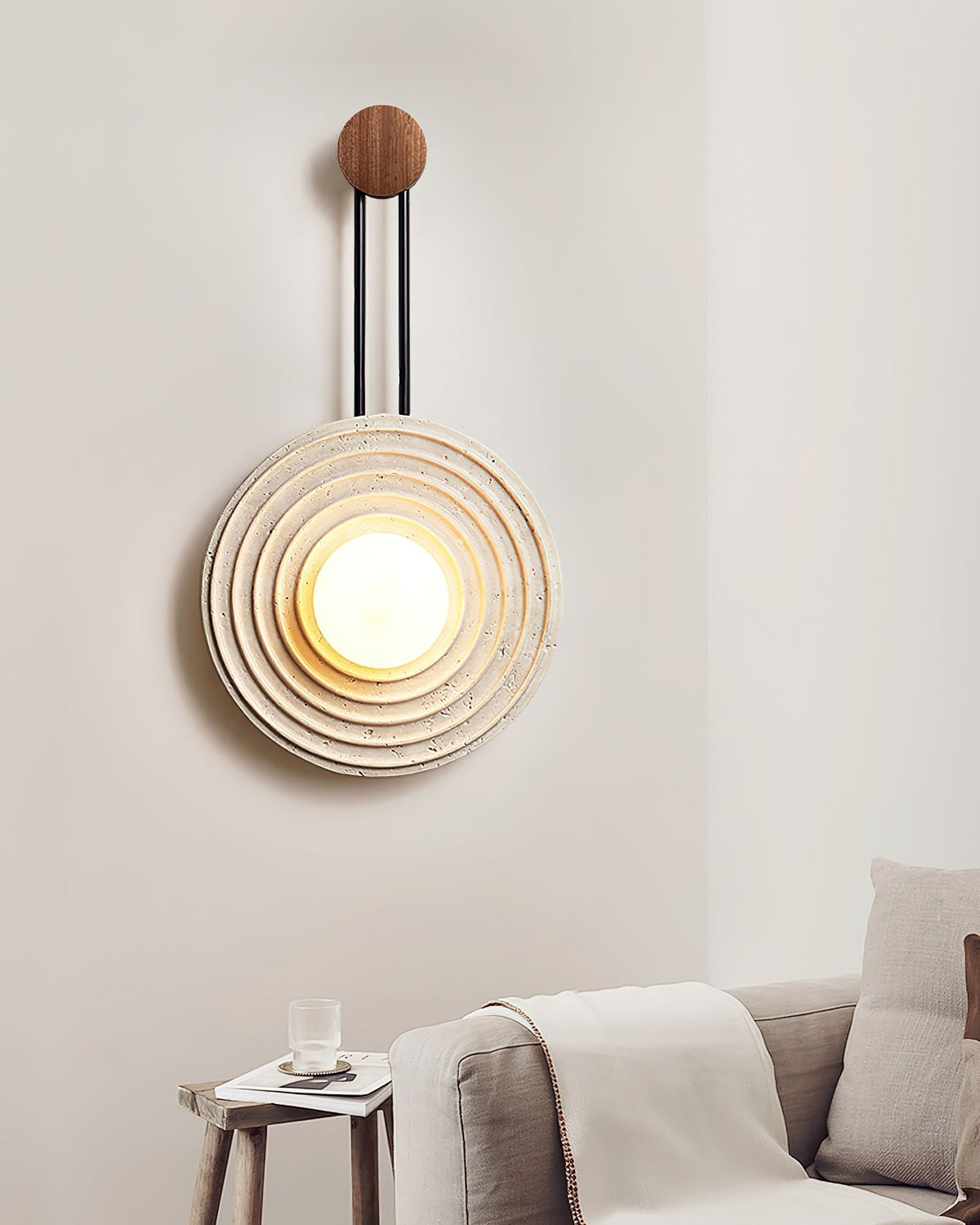 Isoror Spiral-Ring travertin wandlamp