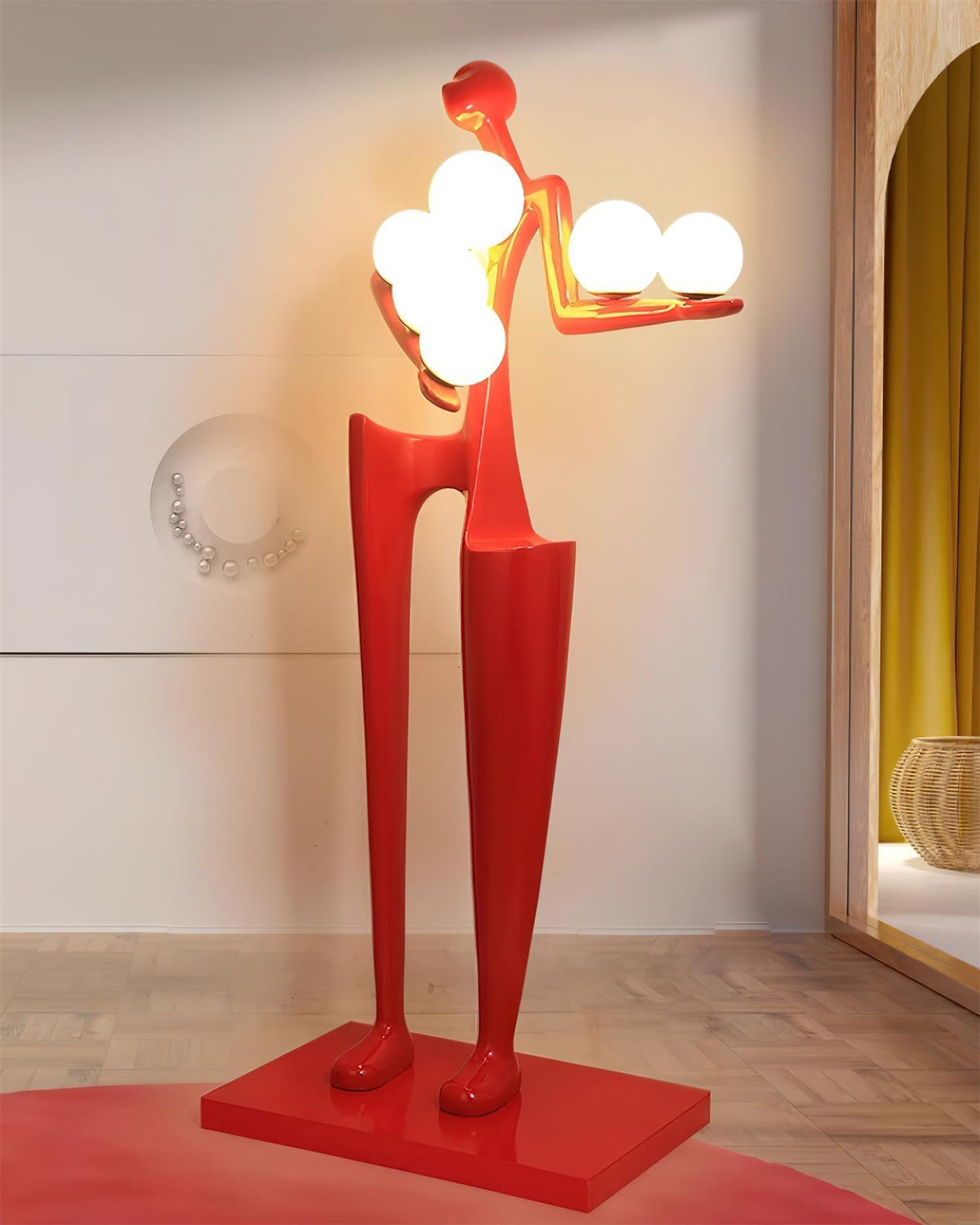 Viraeette kunststof vloerlamp in artistiek ontwerp