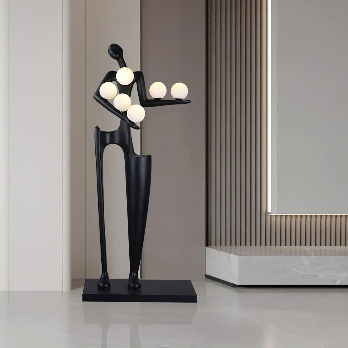 Viraeette kunststof vloerlamp in artistiek ontwerp