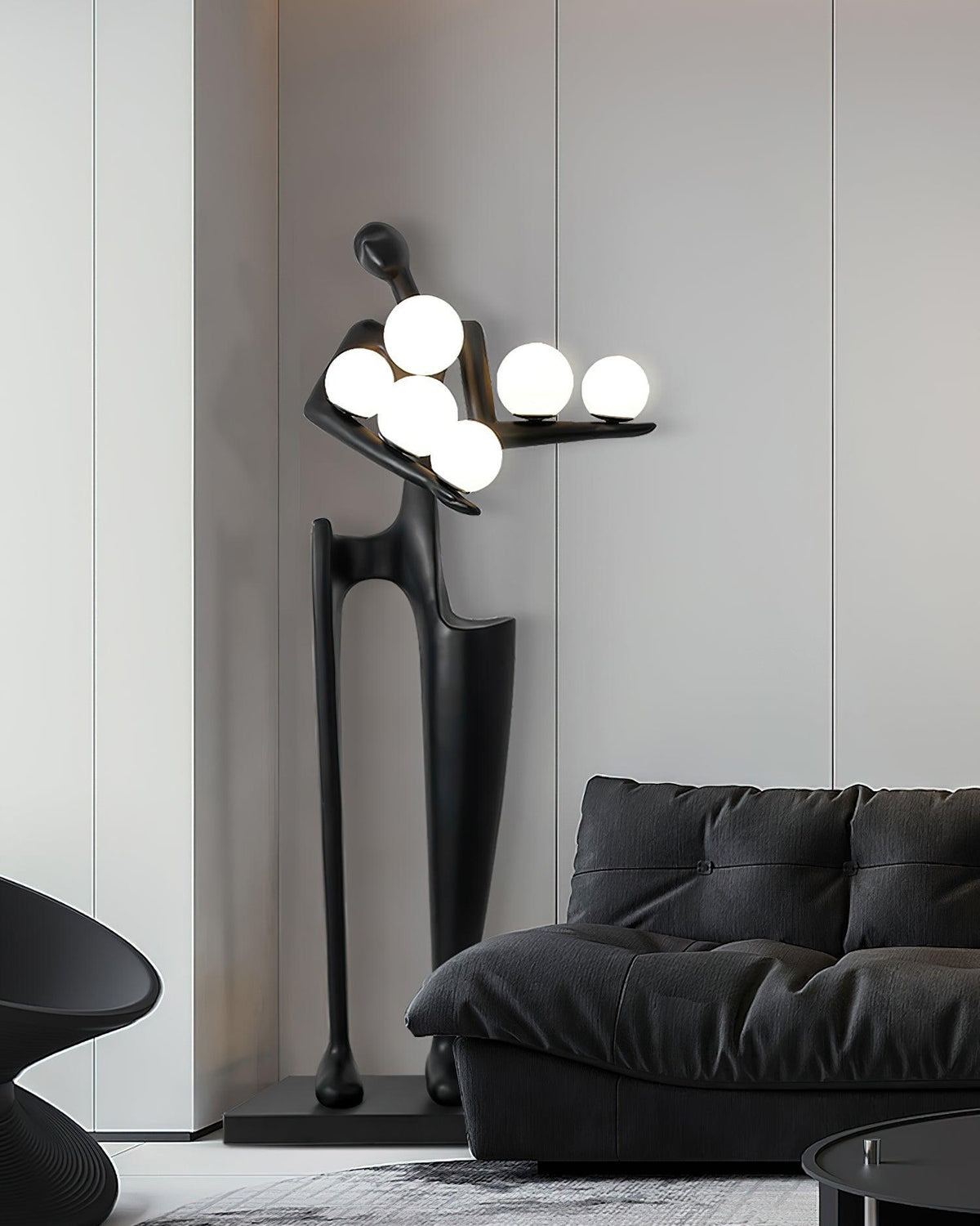 Viraeette kunststof vloerlamp in artistiek ontwerp