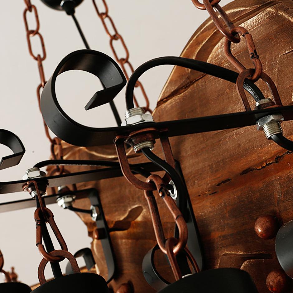 Elvisette hanglamp gitaarvorm rustiek walnoot hout vintage