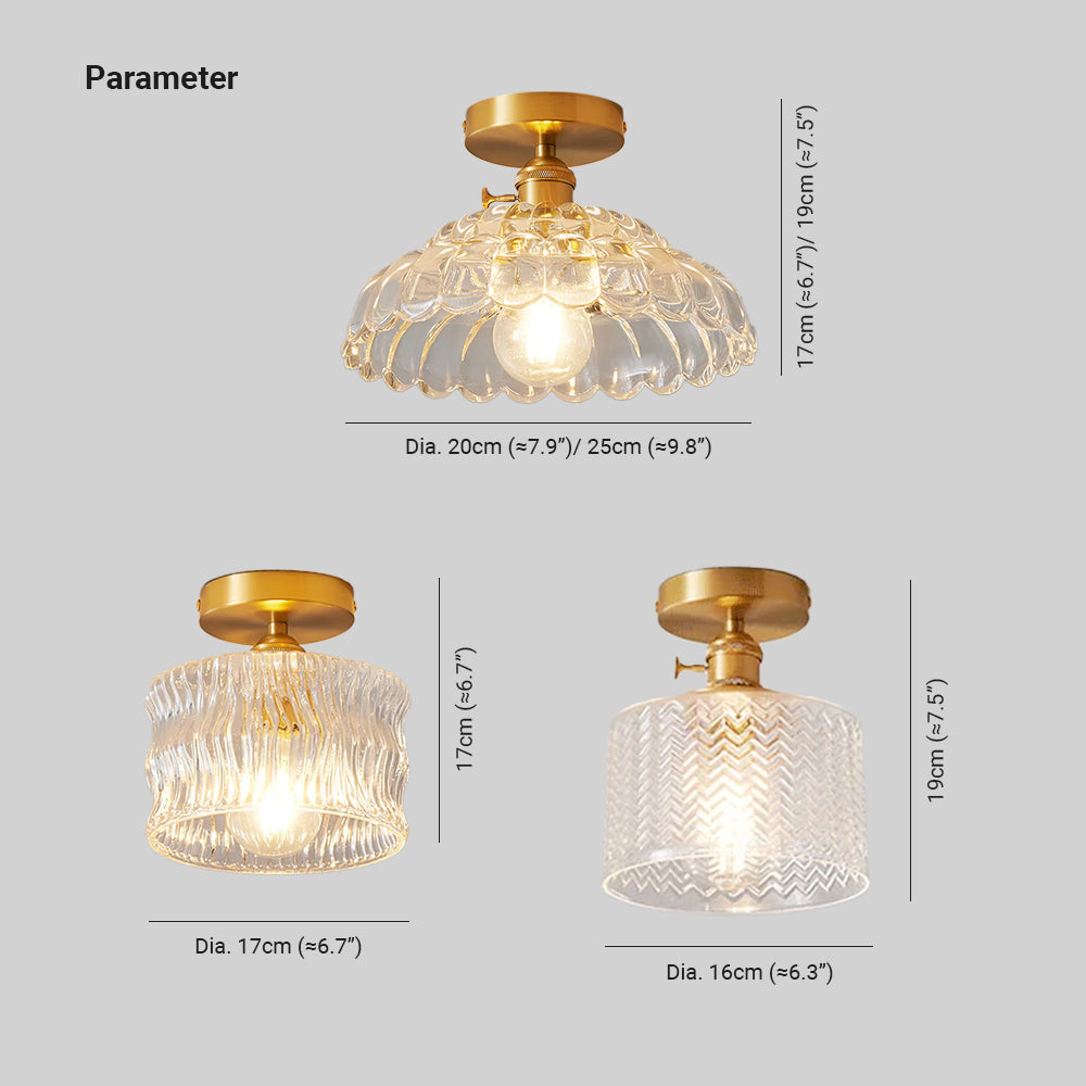 Quinn Luxueus Inbouwmontage Plafondlamp Duidelijk Metaal Glas Gang