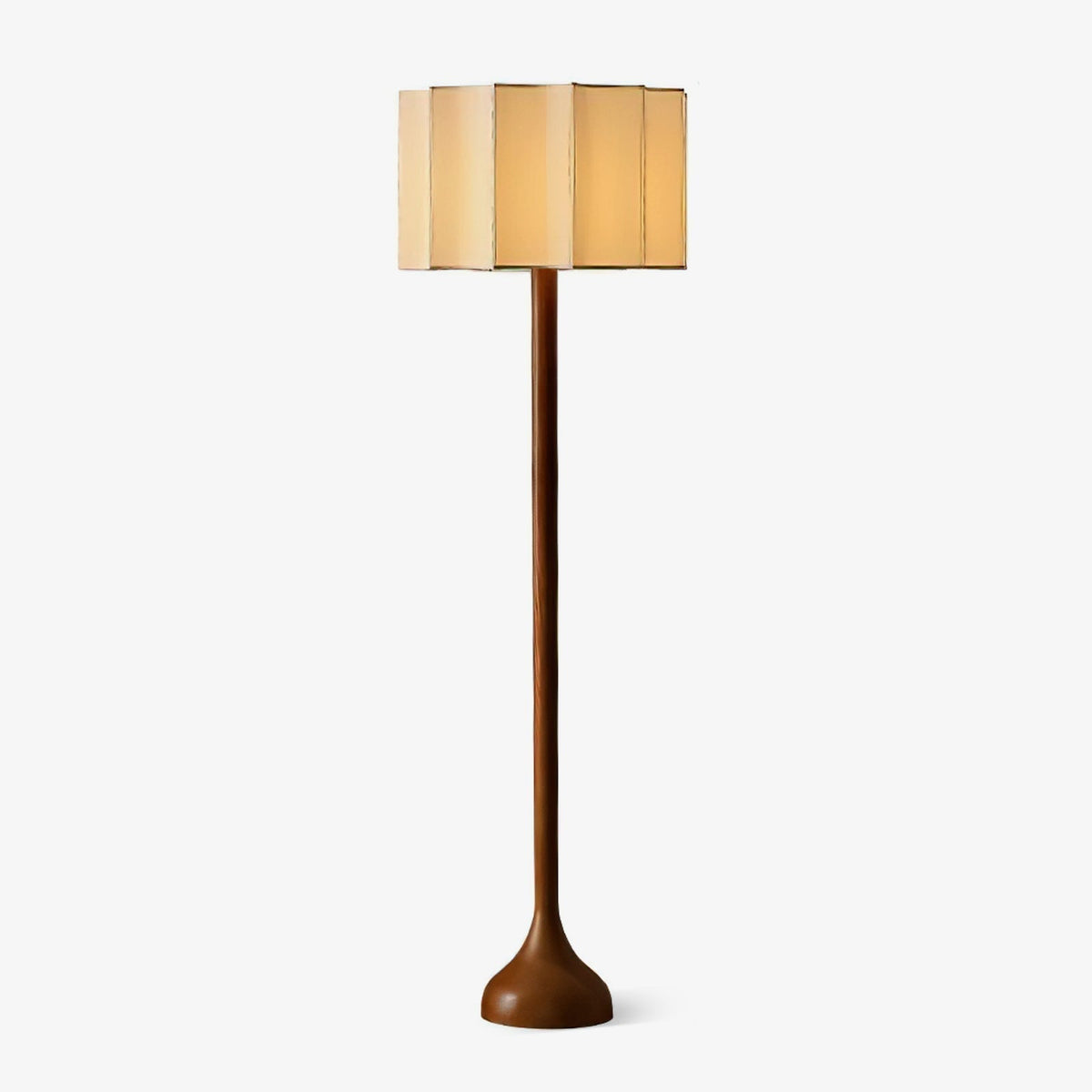 Bexi Minimalistische vloerlamp van walnoothout en beige stof