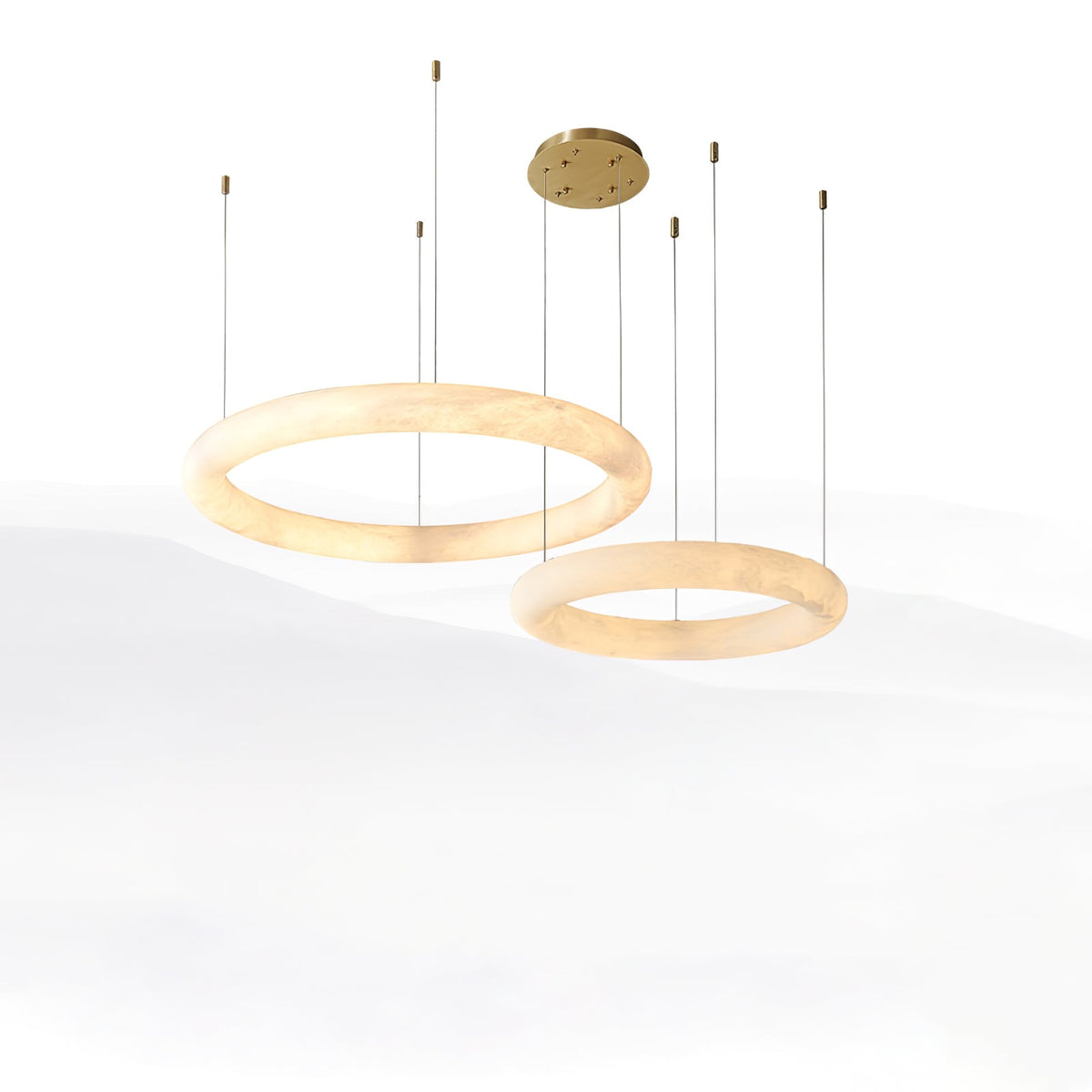Erzorila ronde albasten hanglamp met goudkleurige accenten