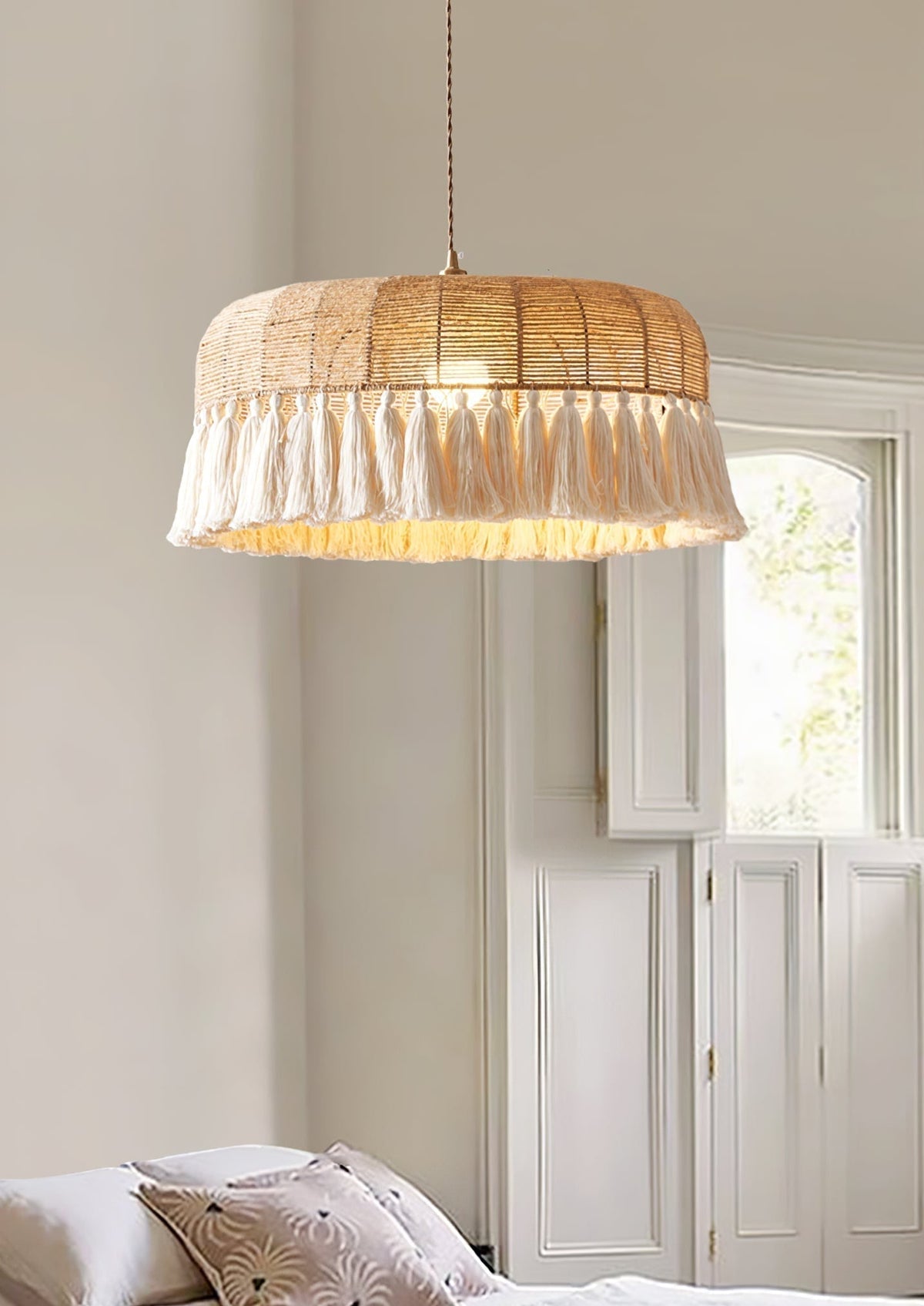 Boho handgeweven jute hanglamp