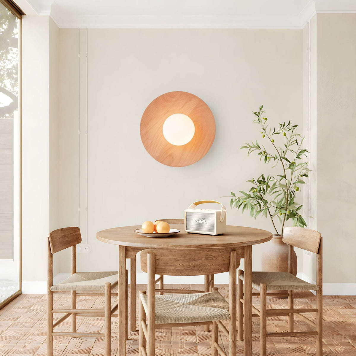 Eloza moderne minimalistische wandlamp van hout en glas