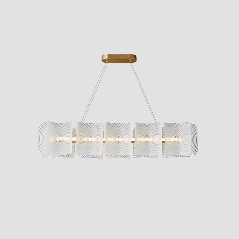 Virinia Postmodern Luxe Rechthoekige hanglamp van messing met glas
