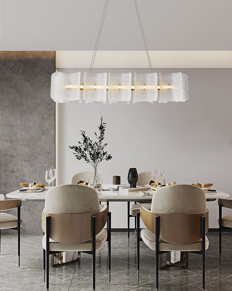 Virinia Postmodern Luxe Rechthoekige hanglamp van messing met glas