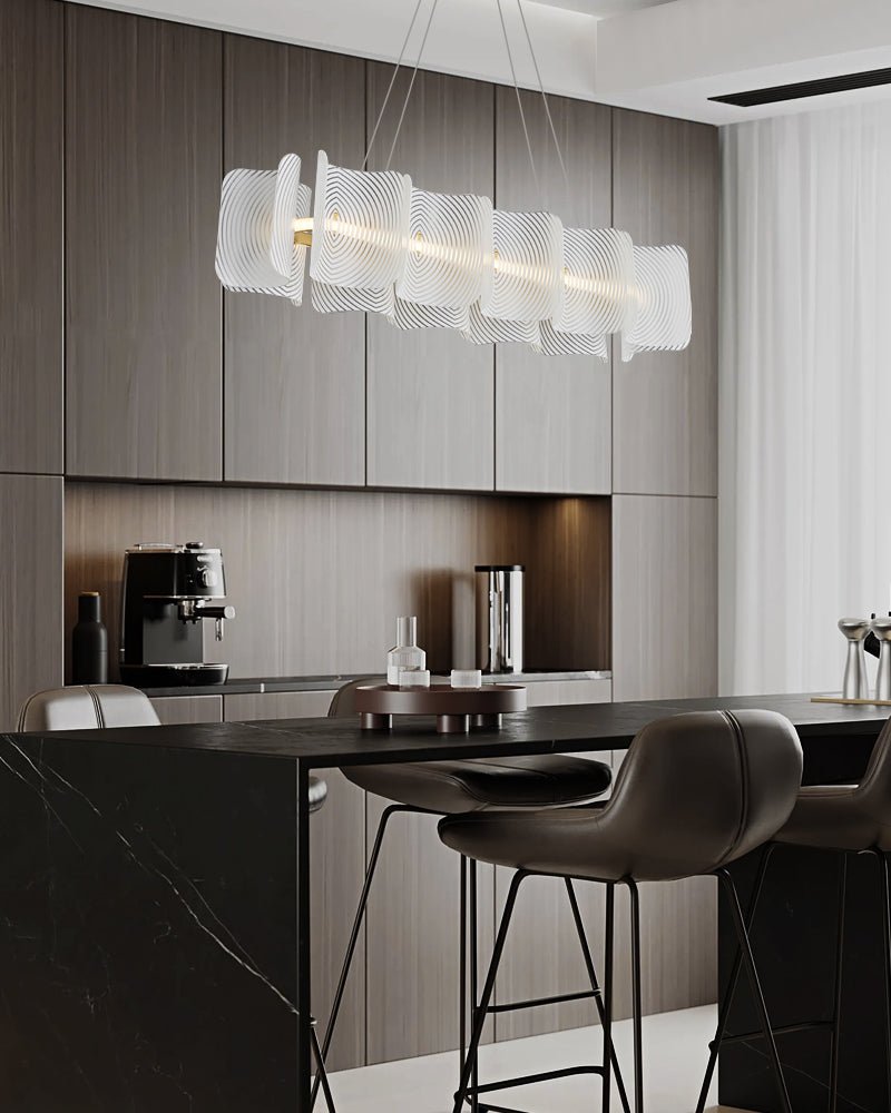 Virinia Postmodern Luxe Rechthoekige hanglamp van messing met glas