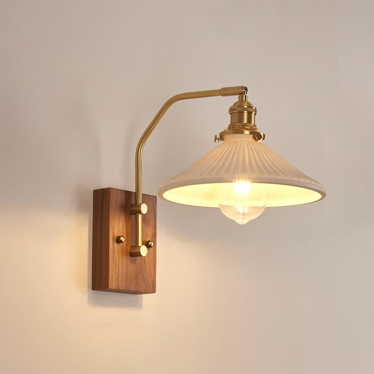 Umeris elegantie Vintage Walnoot wandlamp