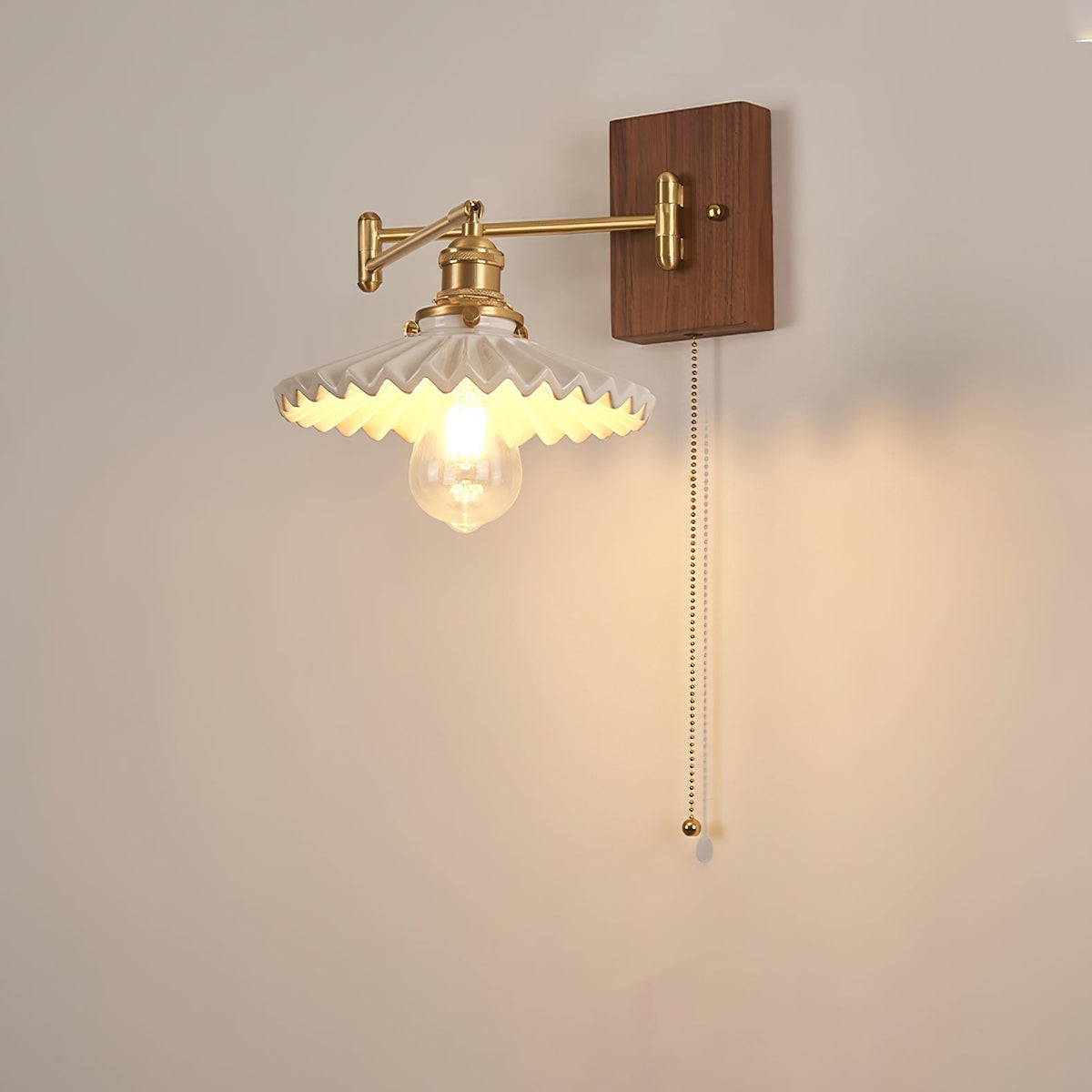 Umeris elegantie Vintage Walnoot wandlamp