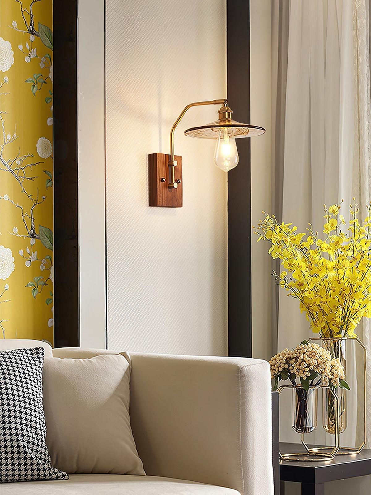 Umeris elegantie Vintage Walnoot wandlamp