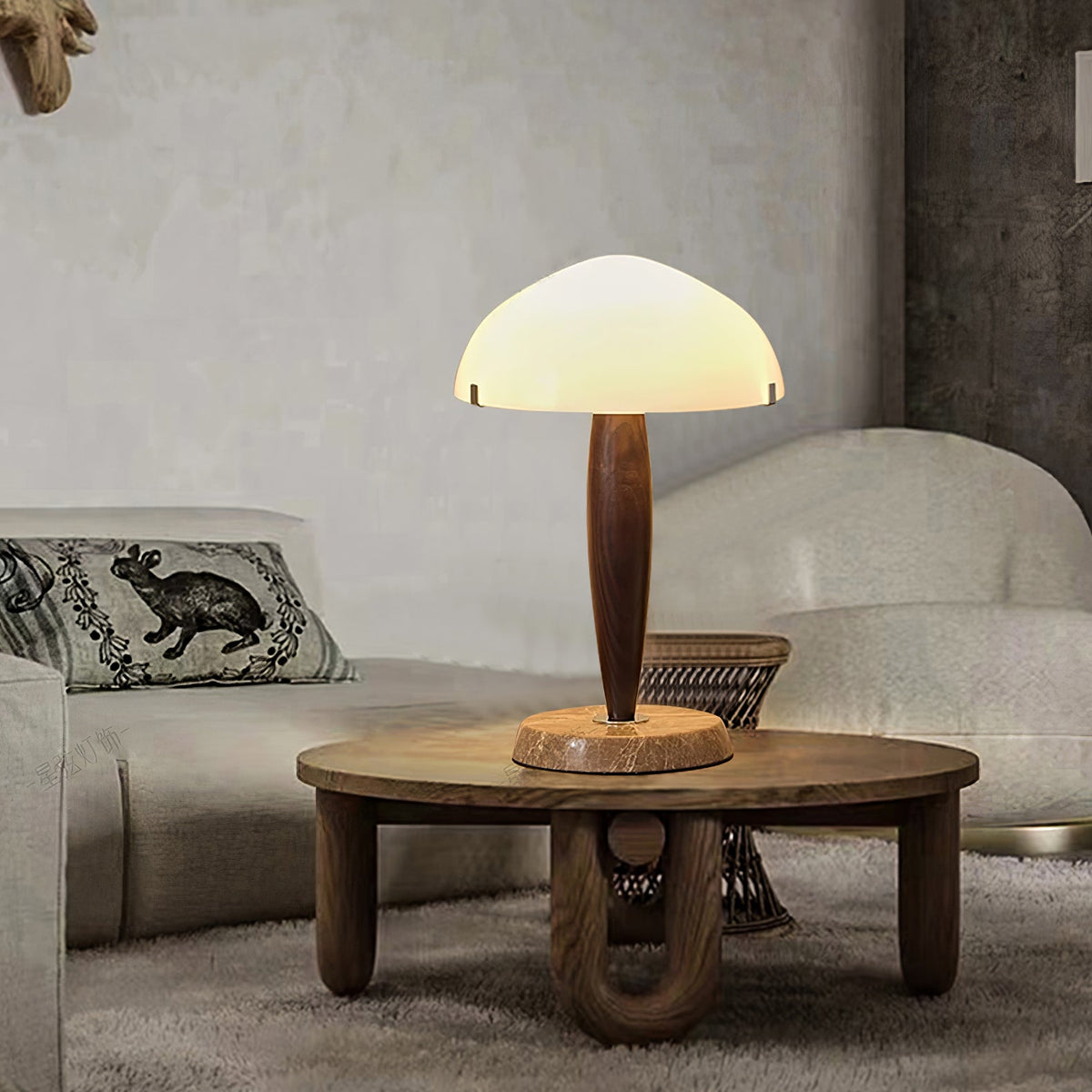 Emerson tafellamp van donker walnoot