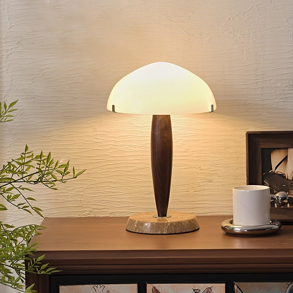 Emerson tafellamp van donker walnoot