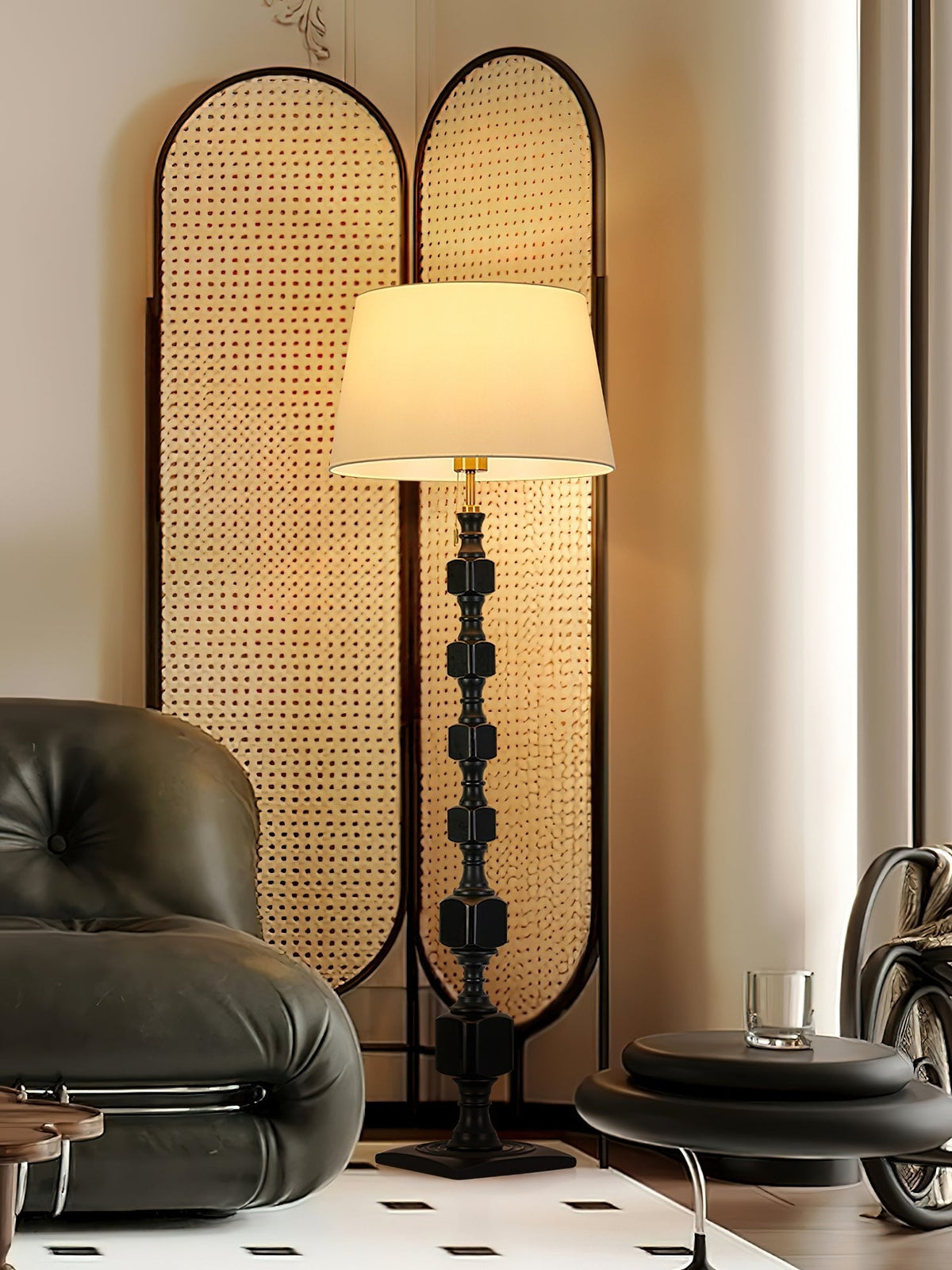 Sylarelle Houten vloerlamp in walnootkleur