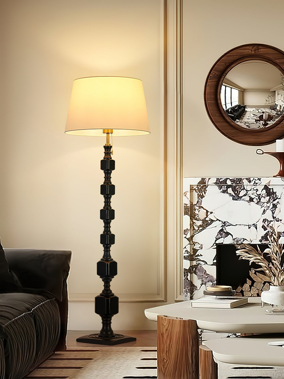 Sylarelle Houten vloerlamp in walnootkleur
