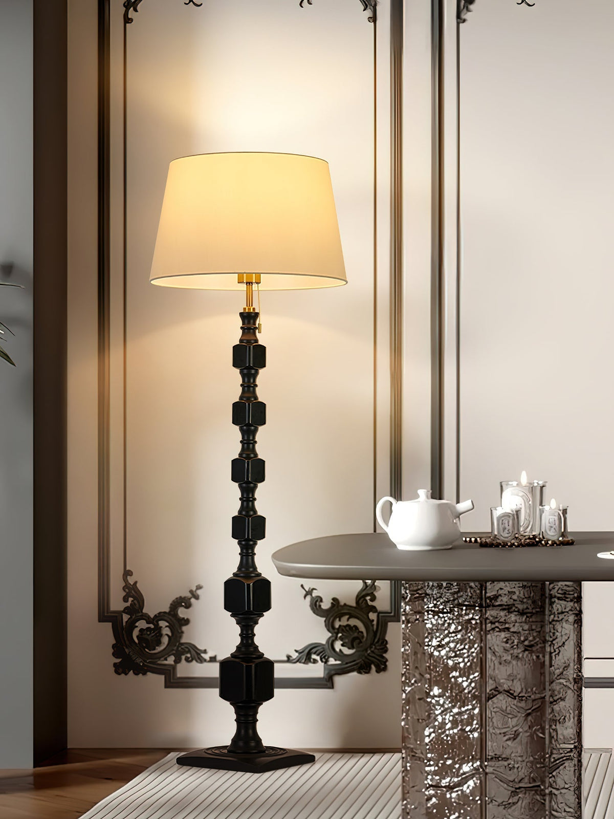 Sylarelle Houten vloerlamp in walnootkleur