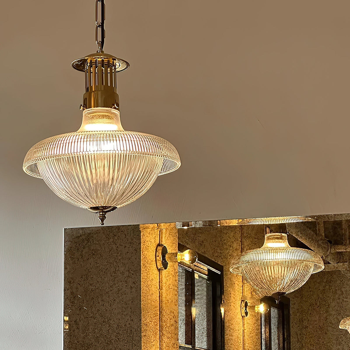 Velenora hanglamp van goudkleurig met helder