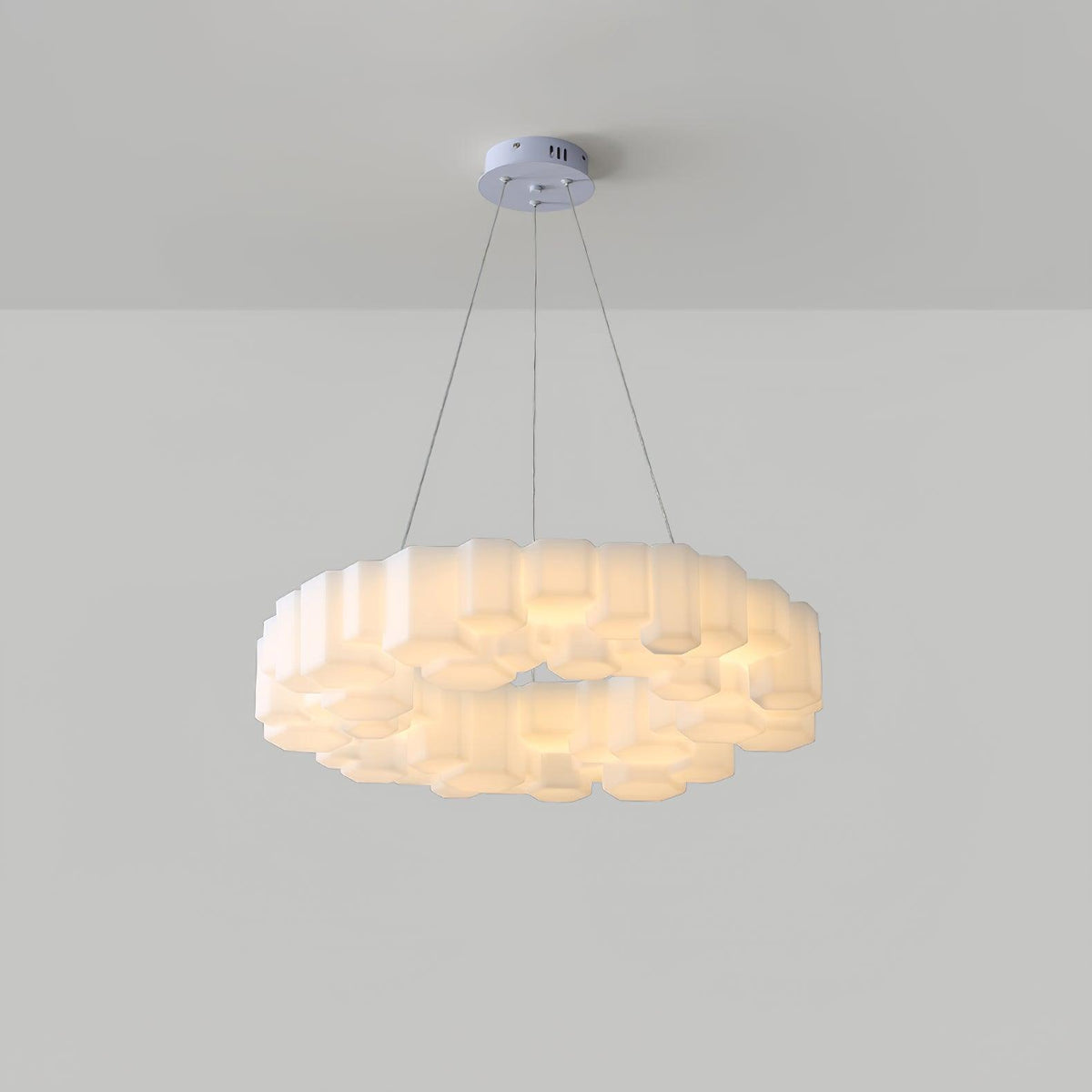 Lioreiel kroonluchter honingraatglansend wit polycarbonaat