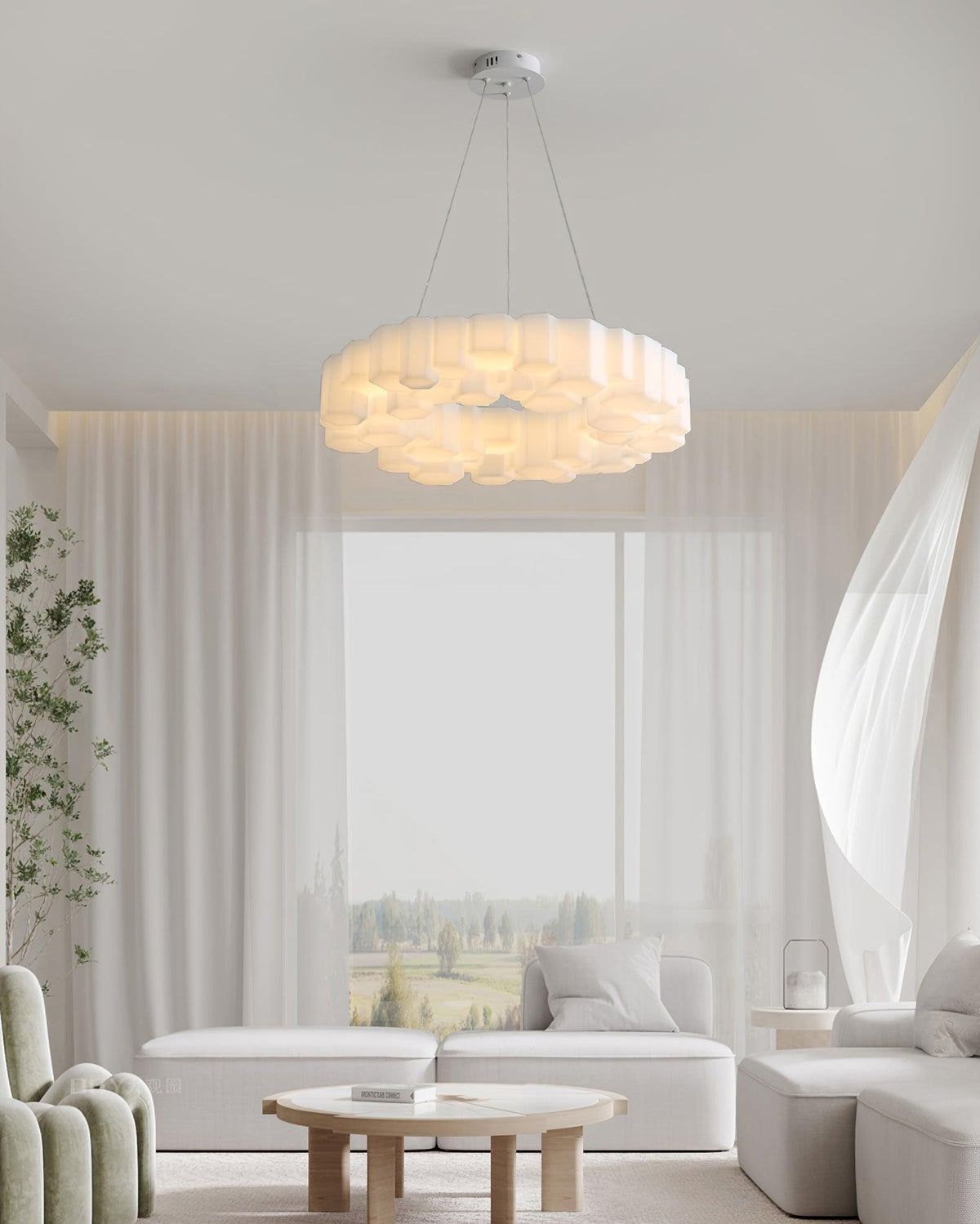Lioreiel kroonluchter honingraatglansend wit polycarbonaat