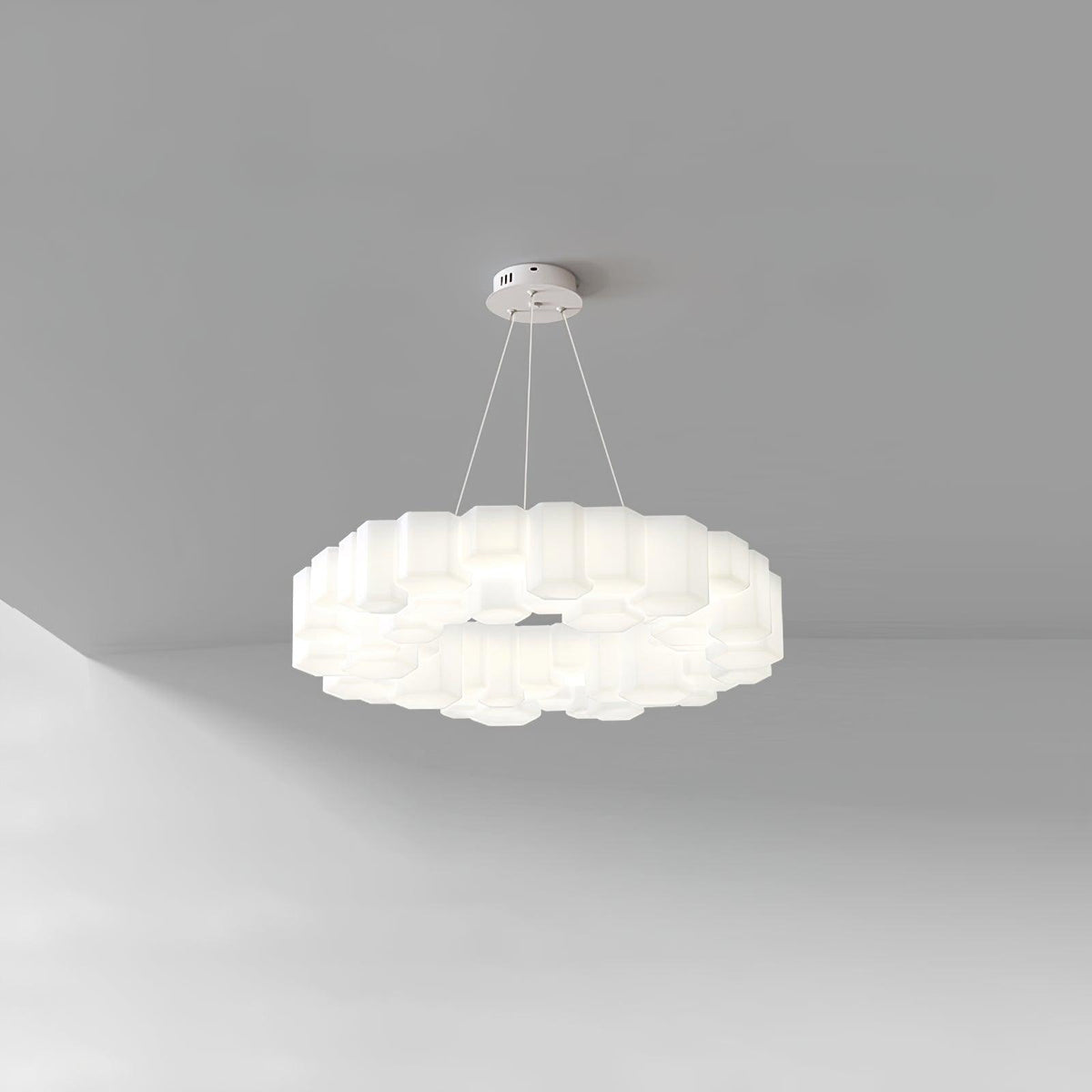 Lioreiel kroonluchter honingraatglansend wit polycarbonaat