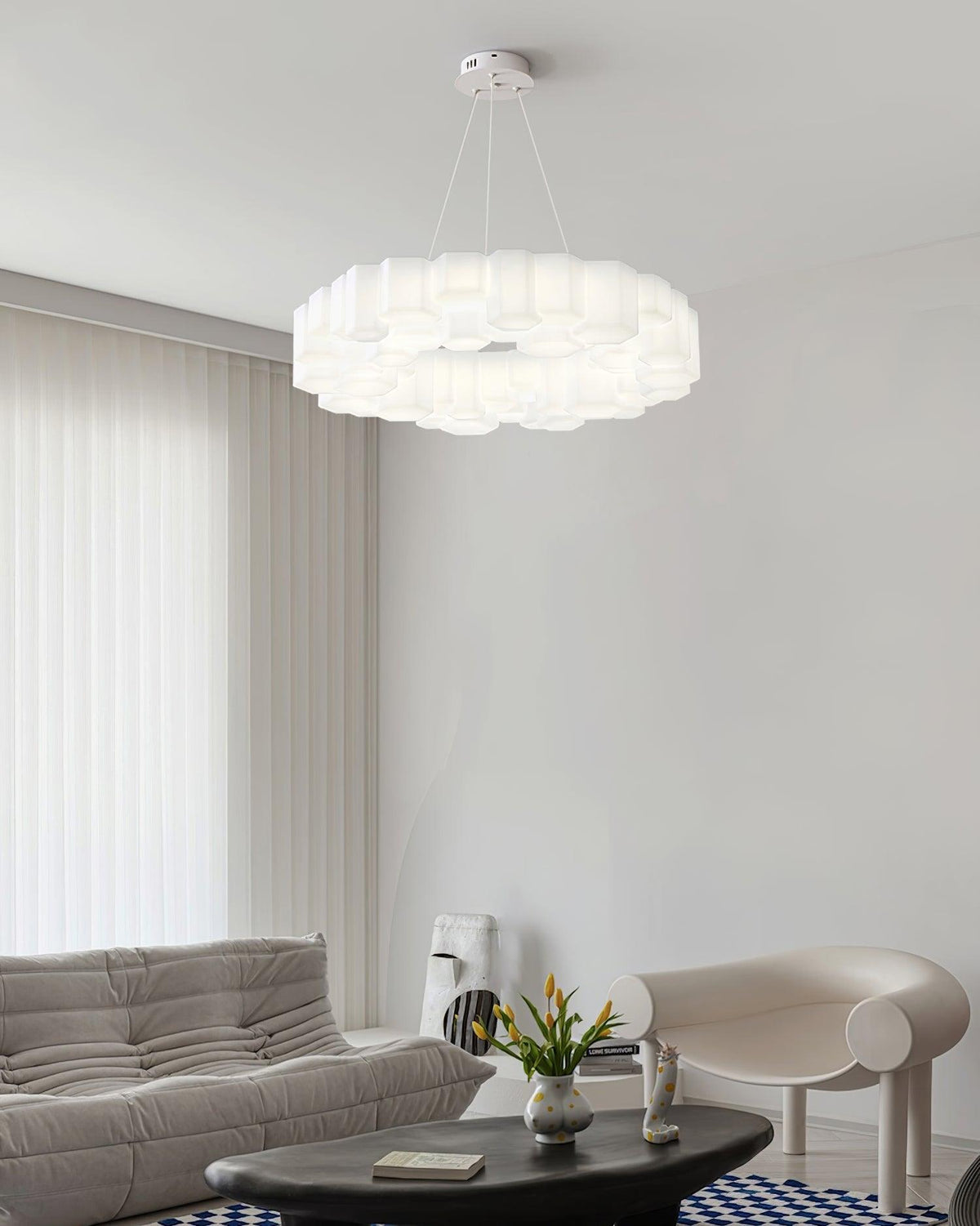 Lioreiel kroonluchter honingraatglansend wit polycarbonaat