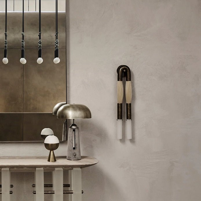Aurelielle wandlamp met paardenhaar en messing afwerking