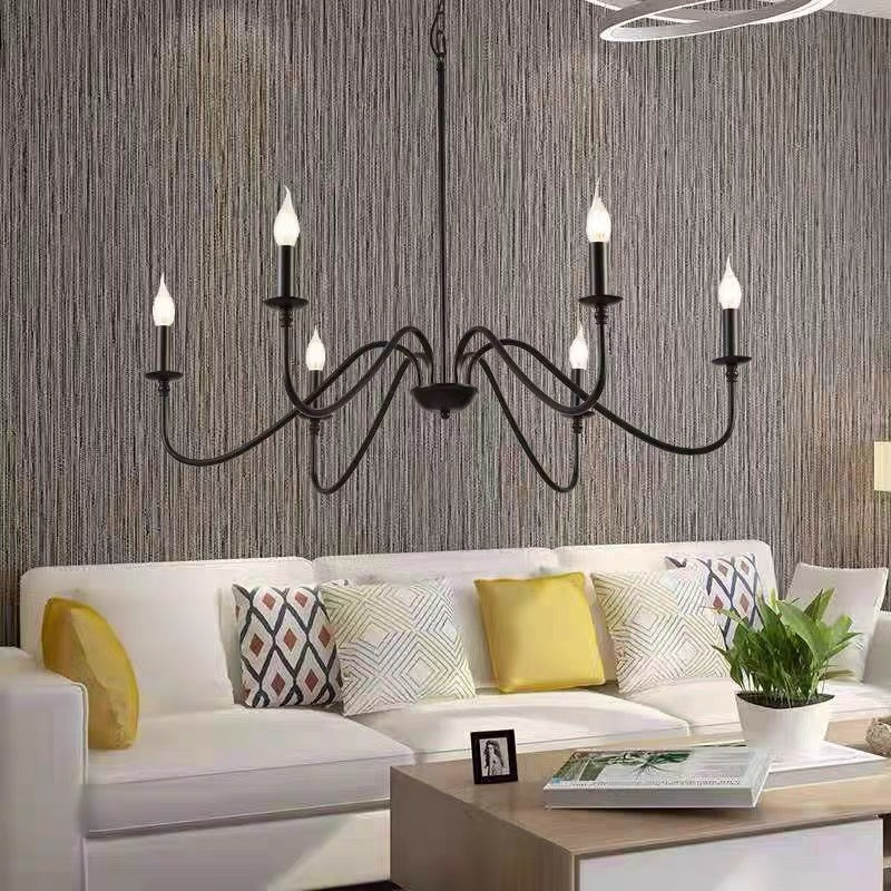 Alessio Vintage LED Kroonluchter Zwart Goud Metaal Slaapkamer Woonkamer