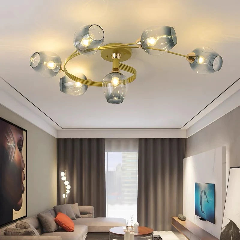 Valentina Moderne Mooi LED Plafondlampen Stijlvol Zwart Metaal/Glas Slaapkamer