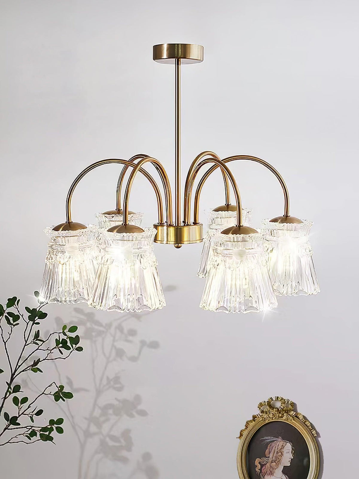 Rostor Kroonluchter Kristalglas Midcentury goudkleurig