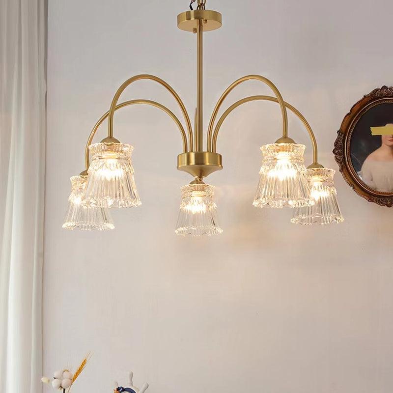 Rostor Kroonluchter Kristalglas Midcentury goudkleurig