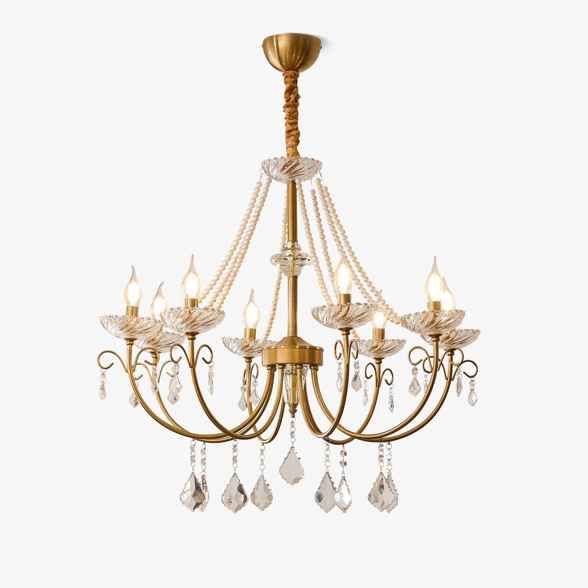 Elyisian kroonluchter met parel kristal elegante klassieke stijl
