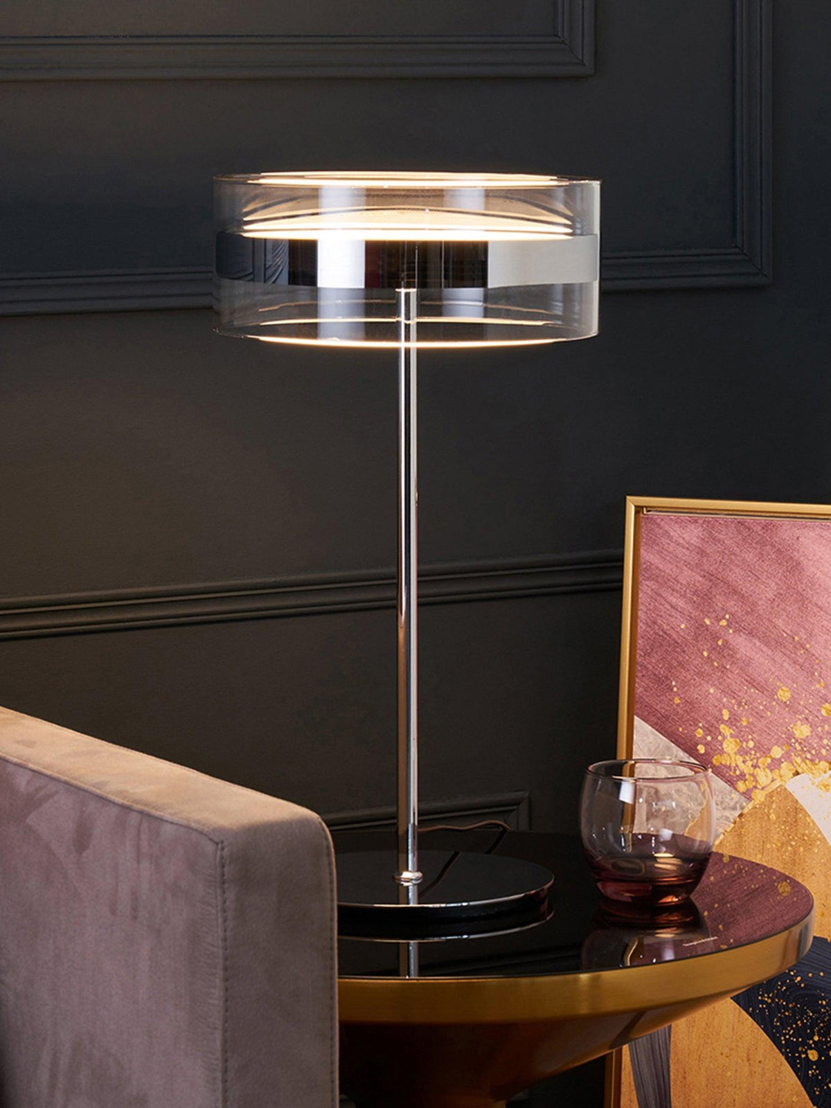 Lioreette tafellamp in chroom en glas