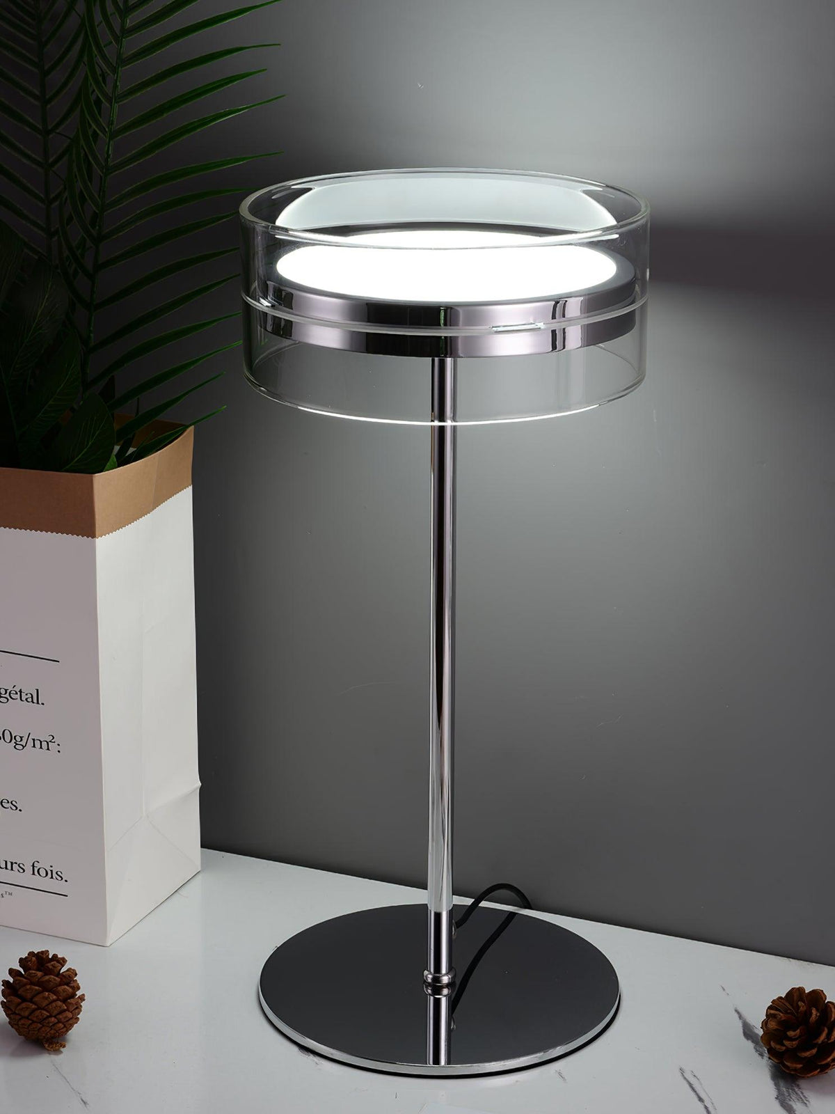 Lioreette tafellamp in chroom en glas