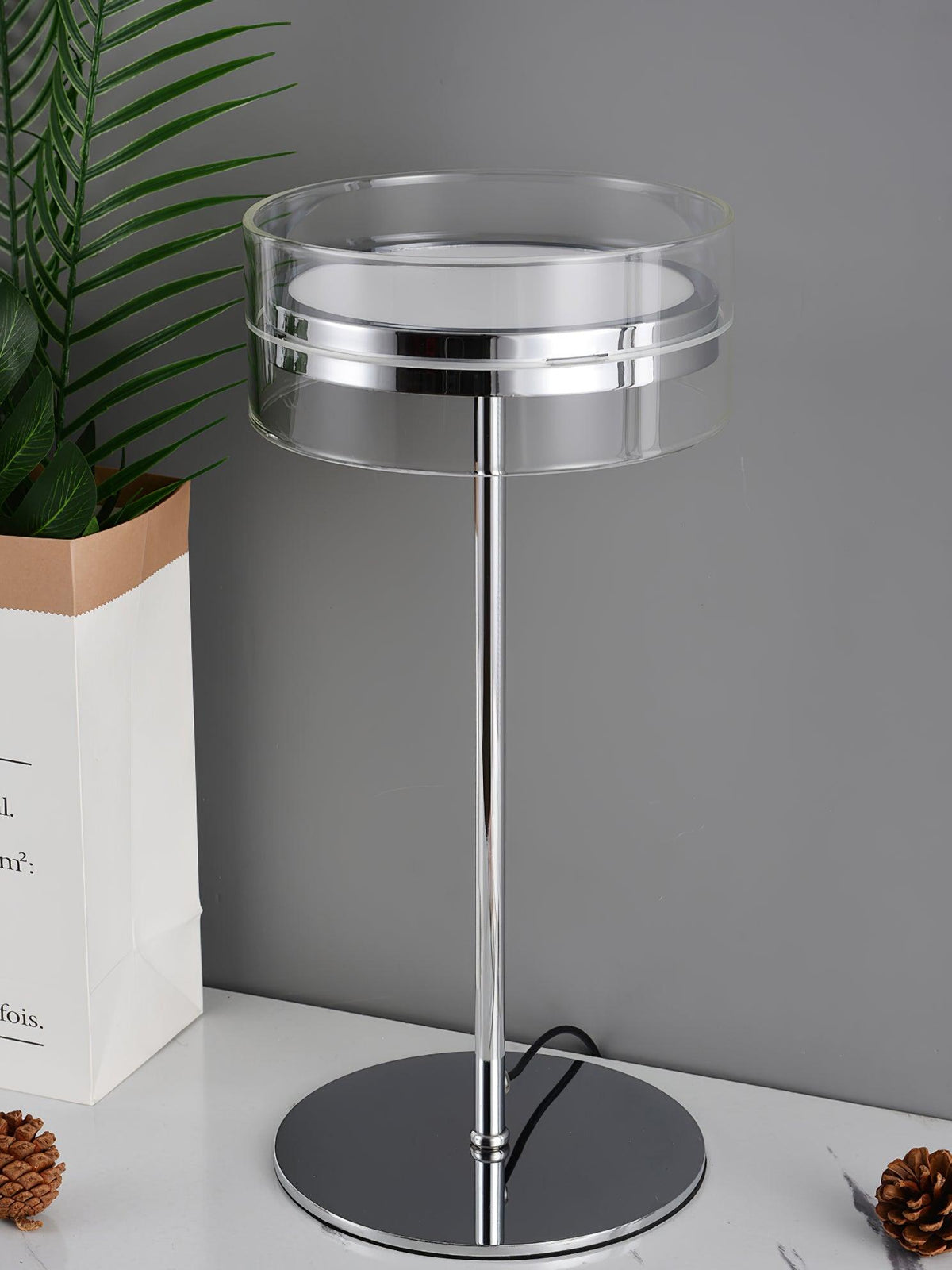 Lioreette tafellamp in chroom en glas