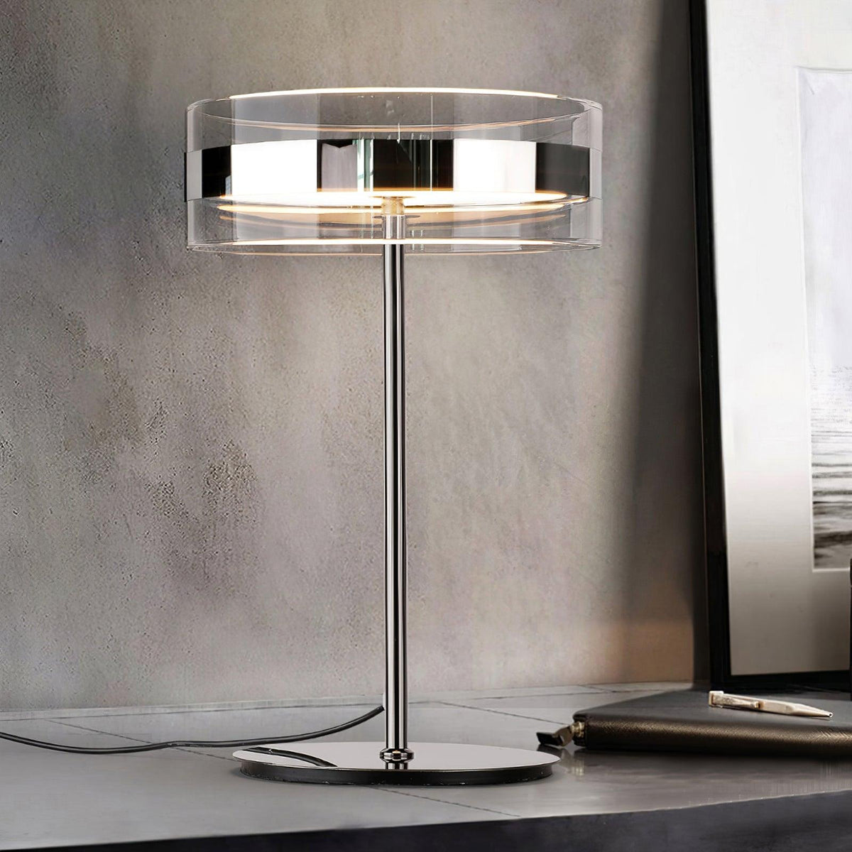 Lioreette tafellamp in chroom en glas