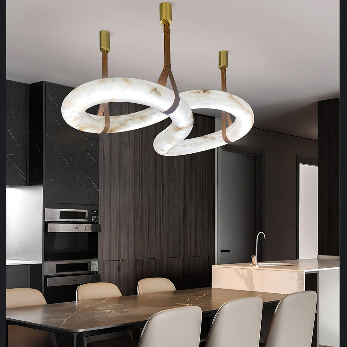 Luste albasten hanglamp met gesloten ring
